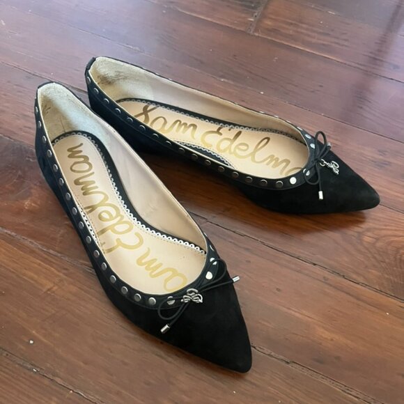 Sam Edelman Black Suede Pointed Toe Ballet Flats, Size 7 - Picture 9 of 9